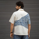 Dabu Drift shirt back view with Dabu patchwork panel