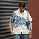 Dabu Drift shirt styled with a denim tote bag