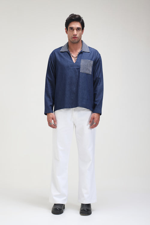 Light waight Denim Kantha Shirt