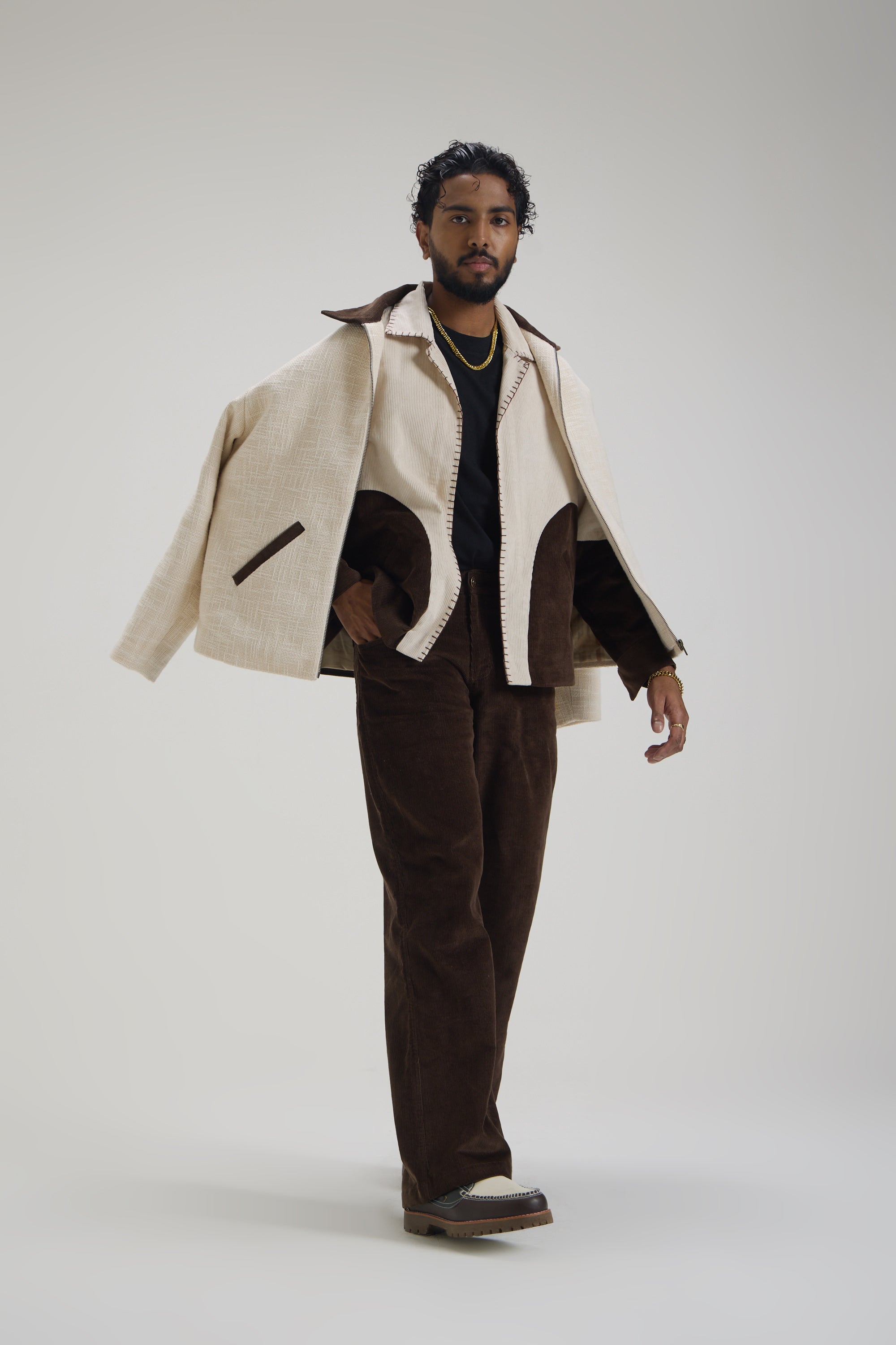 Beige Brown Cordroy Jacket
