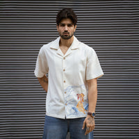 Fish and Flow Shirt — Kantha Embroidery, Handloom Khadi