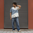 Dabu Drift shirt styled with blue denim, full length