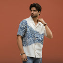 Dabu Drift shirt with indigo Dabu panels and Kantha stitch edges