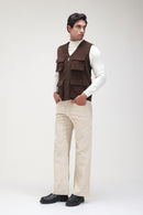 Coffee Corduroy vest