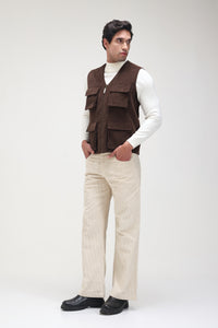 Coffee Corduroy vest