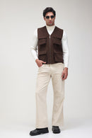 Coffee Corduroy vest