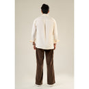 Beige & Brown Rayon Full Sleeve Floral Embroidered Shirt | For Unisex