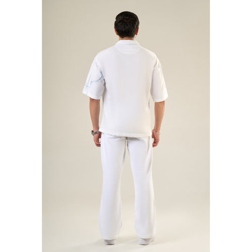 White Cotton Half Sleeve Printed Shirt | For Unisex
