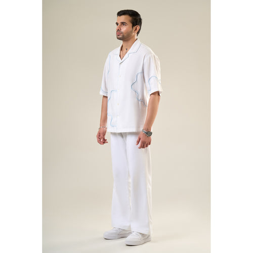 White Cotton Half Sleeve Printed Shirt | For Unisex