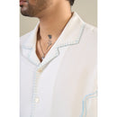 White Cotton Half Sleeve Printed Shirt | For Unisex
