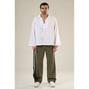 White Cotton Full Sleeve Solid Kimono Style Shirt | For Unisex
