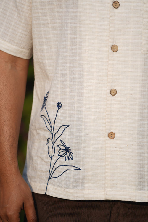 Beige Floral Motifs Shirt