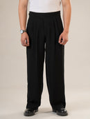 Black Polyester Baggy Pants | For Men