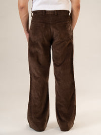 Coffee Cotton Straight Fit Pants | For Men