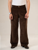 Coffee Cotton Straight Fit Pants | For Men