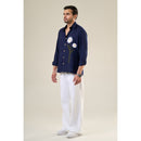 Navy Blue Rayon Full Sleeve Floral Embroidered Shirt | For Unisex