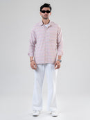 Peach Cotton Full Sleeve Checked Shirt | For Men