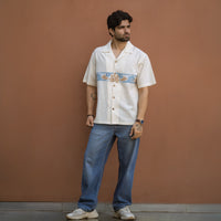 Sea Drift Shirt — Hand Appliqué, Ecru Khadi