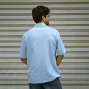 Sunflower check shirt – back view, blue and white gingham cotton